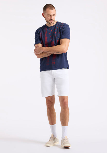 Buffalo Men T-Shirts Navy Knit Tees Short Sleeve Peached And Garment Wash Finish Graphic Print Detail