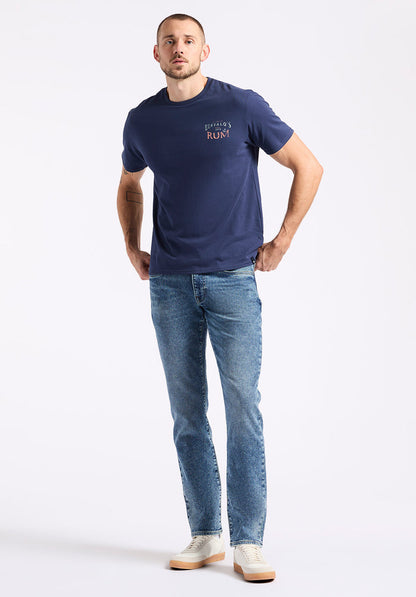 Buffalo Men T-Shirts Navy Knit Tees Short Sleeve Regular-Fit Crew Neck
