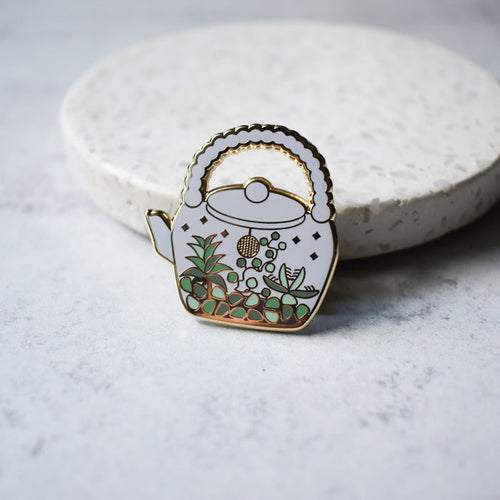 Terrarium Teapot enamel pin