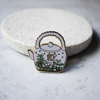 Terrarium Teapot enamel pin