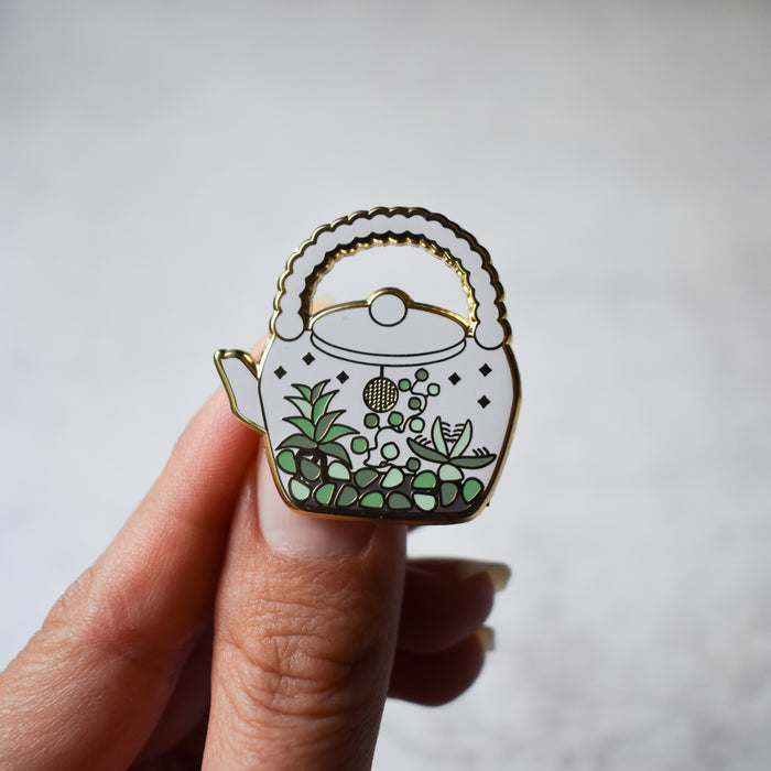Terrarium Teapot enamel pin