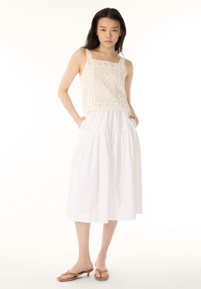 Buffalo Women Sweaters White Knit Sweaters Relaxed Fit Square Neckline