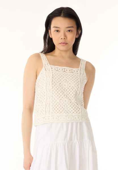 Buffalo Women Sweaters White Knit Sweaters Relaxed Fit Square Neckline