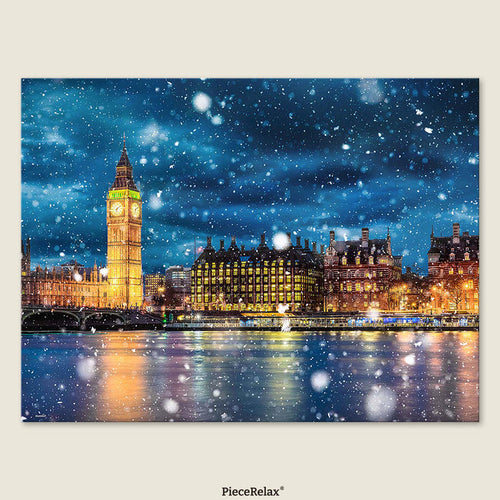 Flakes of snow drift onto the Thames — a soft reminder that winter is near.