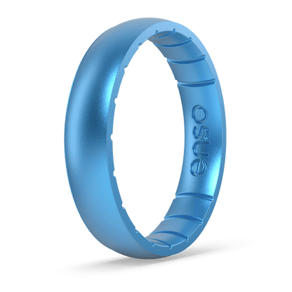 Birthstone Classic Thin Silicone Ring - Blue Topaz