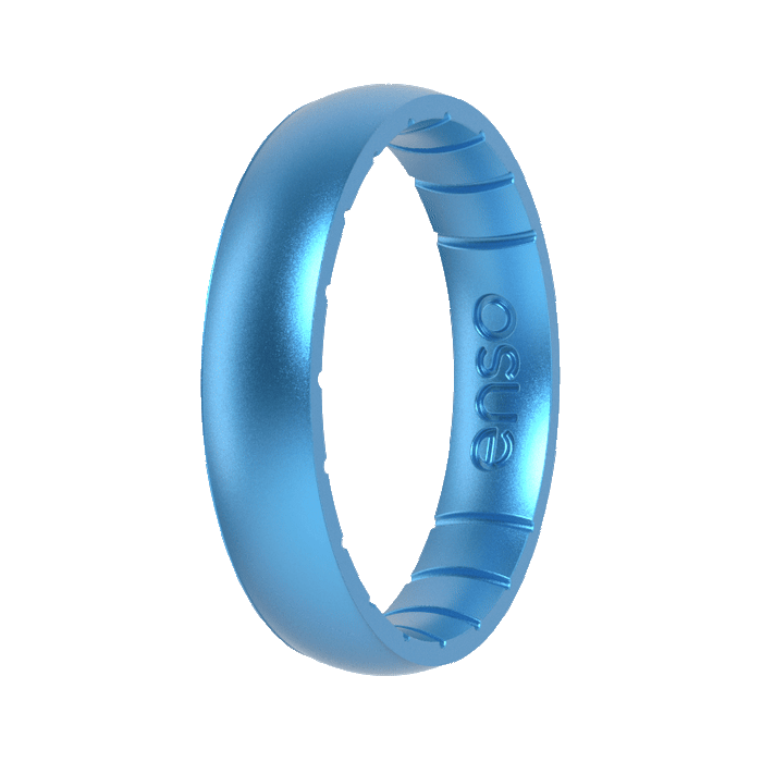 Birthstone Classic Thin Silicone Ring - Blue Topaz
