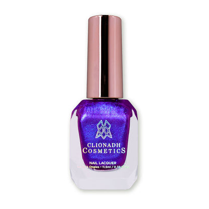 Bottle of nail polish containing Tiara Nail Laquer on white background.