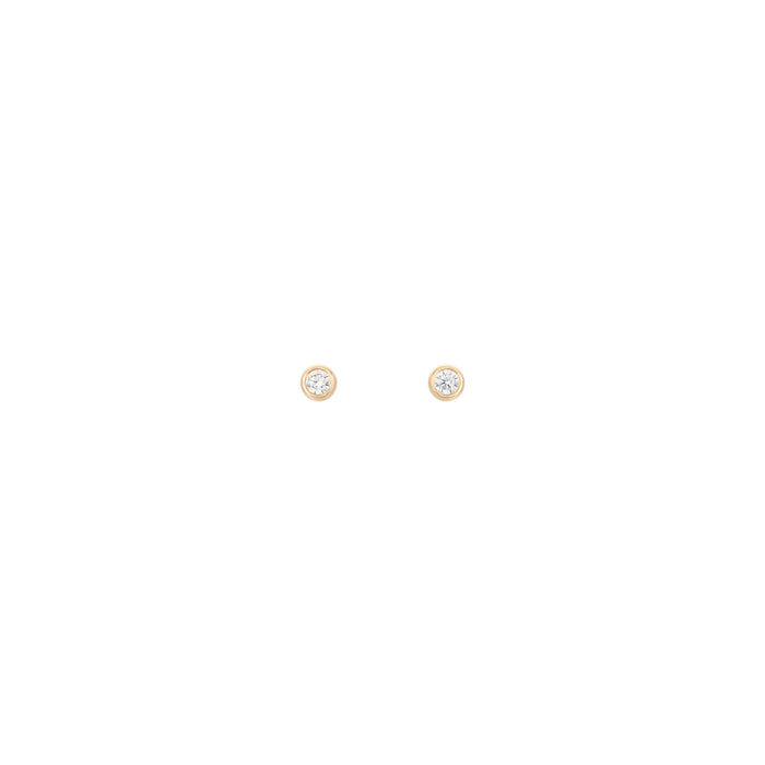Tiny Diamond Round Studs 18k Yellow Gold