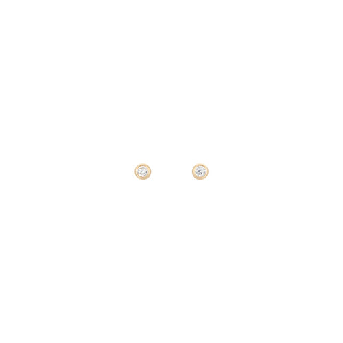 Tiny Diamond Round Studs 18k Yellow Gold
