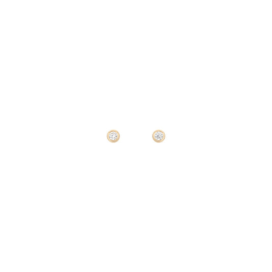 Tiny Diamond Round Studs 18k Yellow Gold