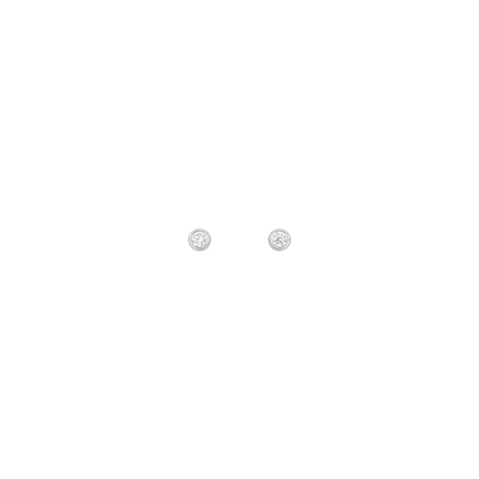 Tiny Diamond Round Studs 18k White Gold