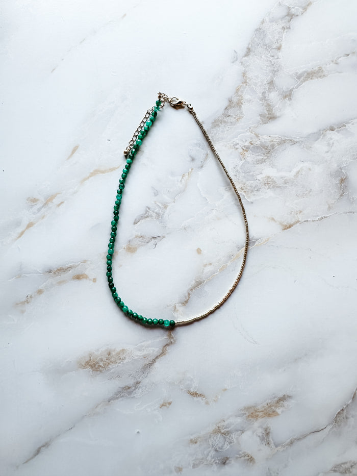 Tiny Green and Gold Candy Necklace