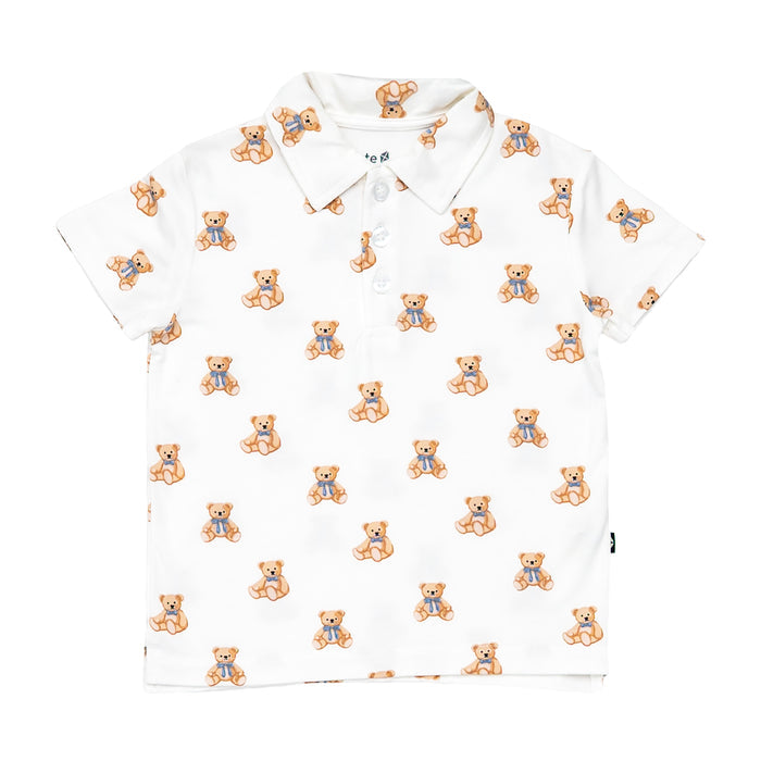 Toddler Short Sleeve Polo in Teddy Bear