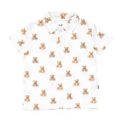 Toddler Short Sleeve Polo in Teddy Bear