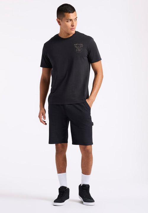 Buffalo Men T-Shirts Black Knit Tees Short Sleeve Regular-Fit Gently Dropped Neckline