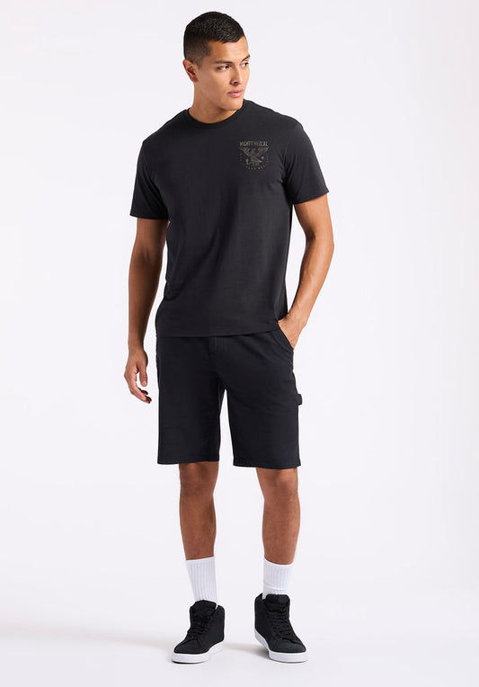 Buffalo Men T-Shirts Black Knit Tees Short Sleeve Regular-Fit Gently Dropped Neckline