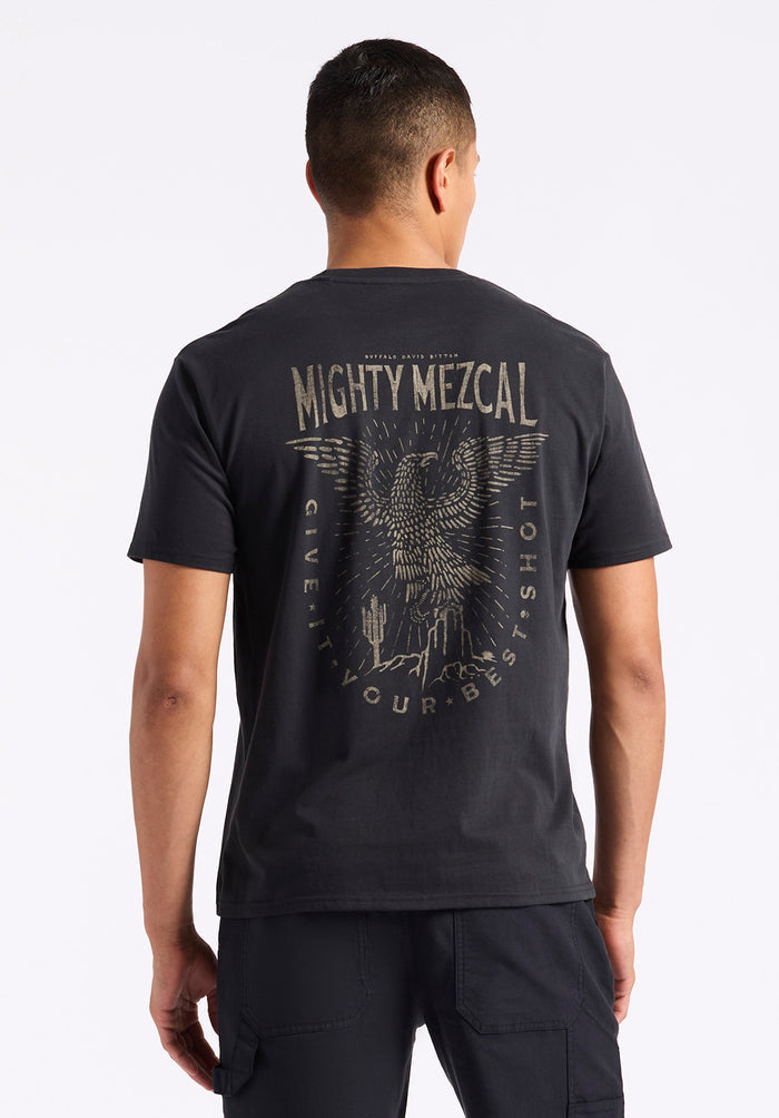 Buffalo Men T-Shirts Black Knit Tees Short Sleeve Regular-Fit Gently Dropped Neckline