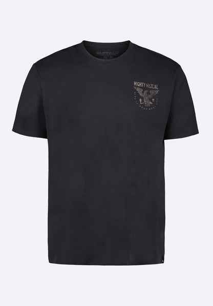Buffalo Men T-Shirts Black Knit Tees Short Sleeve Regular-Fit Gently Dropped Neckline