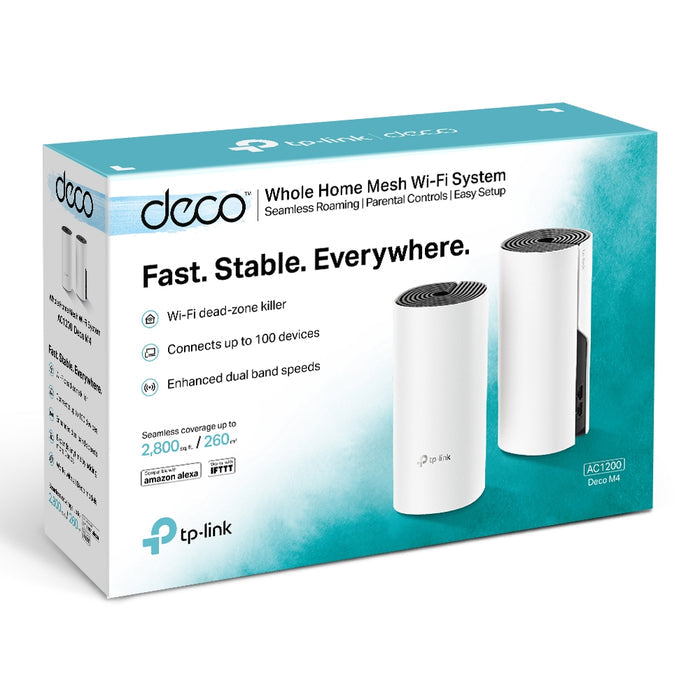 TP-Link Deco M4 AC1200 Dual-Band Whole Home Mesh Wi-Fi System 2 Pack White | Deco M4 (EU)