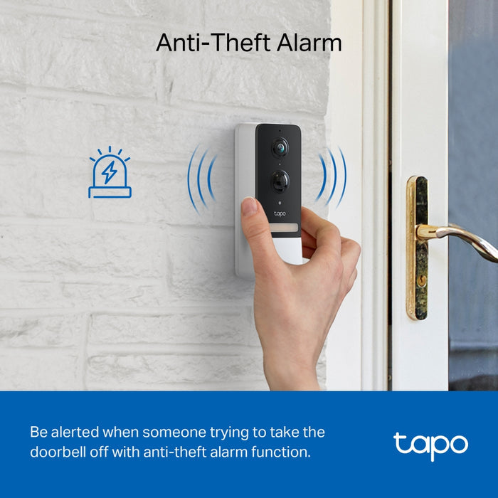 TP-Link Tapo 2K Wire-Free Video Doorbell with Chime White | D230S1