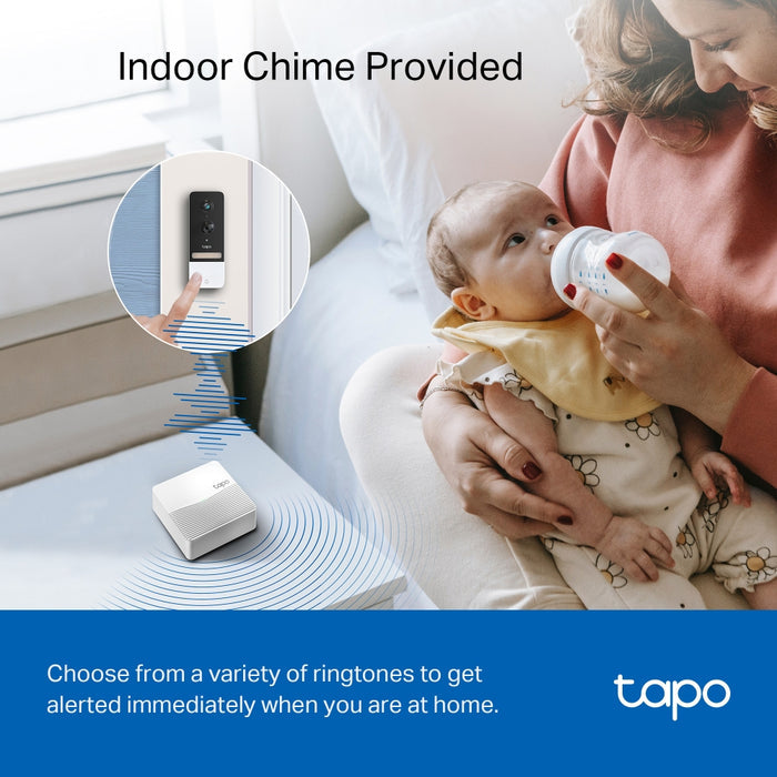 TP-Link Tapo 2K Wire-Free Video Doorbell with Chime White | D230S1