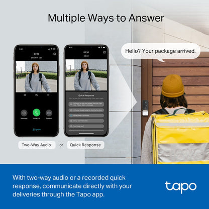 TP-Link Tapo 2K Wire-Free Video Doorbell with Chime White | D230S1
