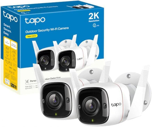 TP-Link Tapo 3MP Outdoor Wi-Fi Security Camera 2 Pack White | TAPO C310P2