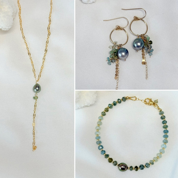 Trellis hoop earrings - Emerald mix