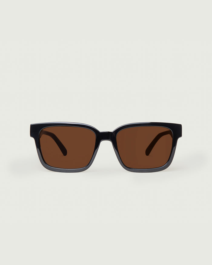 Ink Hickory::Triton Sunglasses square black recycled polyester front