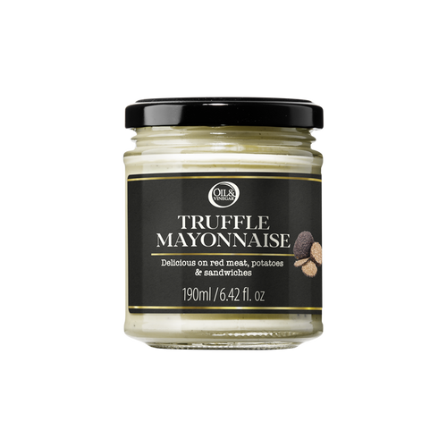 Jar of truffle mayonnaise with a black label