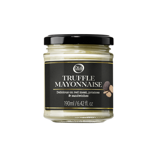 Jar of truffle mayonnaise with a black label