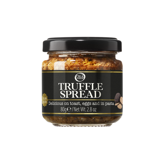 Jar of truffle spread with a black lid