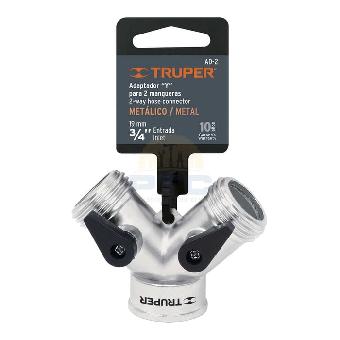 TRUPER 3/4" Metallic "Y" Connector for Hose Entrance and exit: 3/4 "(19 mm) Connection: 3/4-11.5 NH Weight: 110g - 10372 MEGA