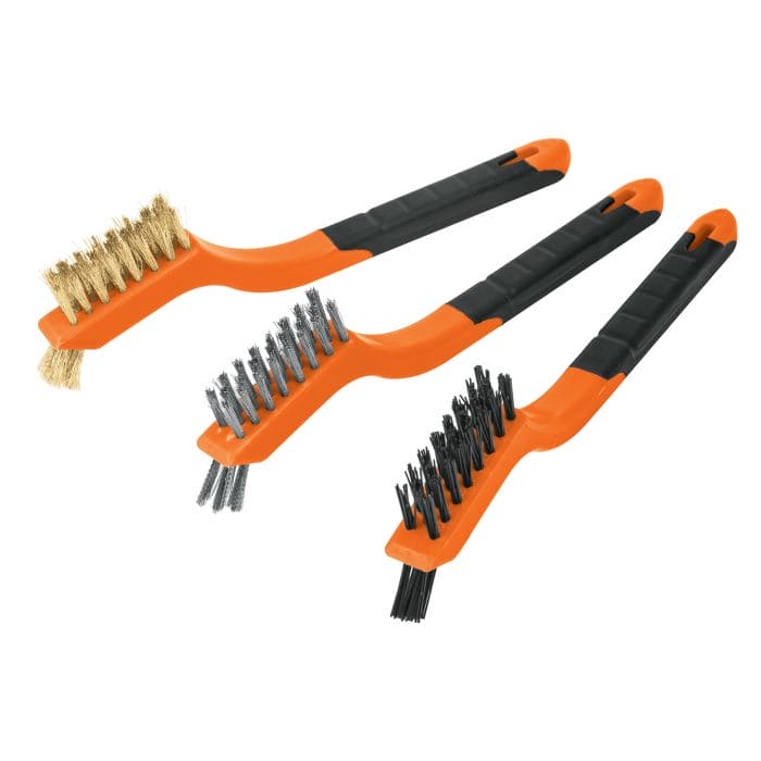 TRUPER 3PC MINI WIRE BRUSH SET NYLON BRASS AND STAINLESS STEEL BRUSHES-10652 MEGA