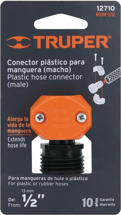 Truper REM-1/2, Plastic Hose Connector, Male 1/2 Inch- 12710 MEGA