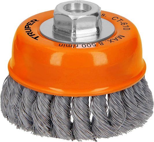 TRUPER Wire Cup Brush 14187 / CT-610 - 4" (102mm), 5/8-11, Fine Knotted Cup Brush - 14187 MEGA