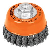 TRUPER Wire Cup Brush 14187 / CT-610 - 4" (102mm), 5/8-11, Fine Knotted Cup Brush - 14187 MEGA