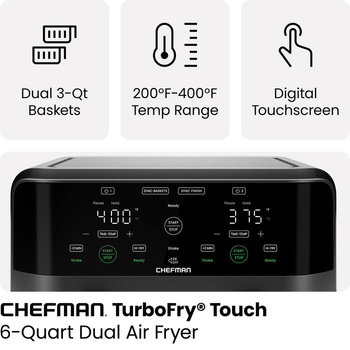 TurboFry® Touch 6 Qt. Dual-Basket Air Fryer