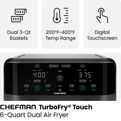 TurboFry® Touch 6 Qt. Dual-Basket Air Fryer