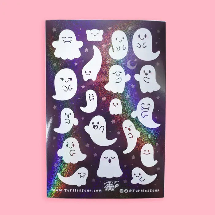 Turtle's Soup Kawaii Ghosts Halloween Vinyl Sticker Sheet