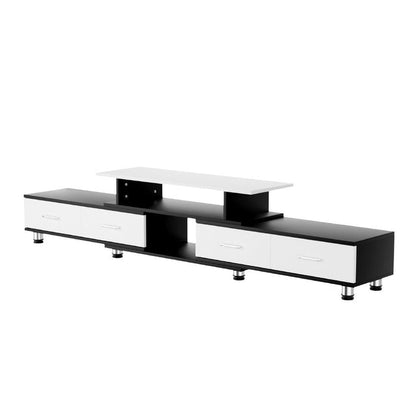 TV Cabinet Entertainment Unit Stand Wooden 160CM To 220CM Storage Drawers Black White -Home Living Store - -
