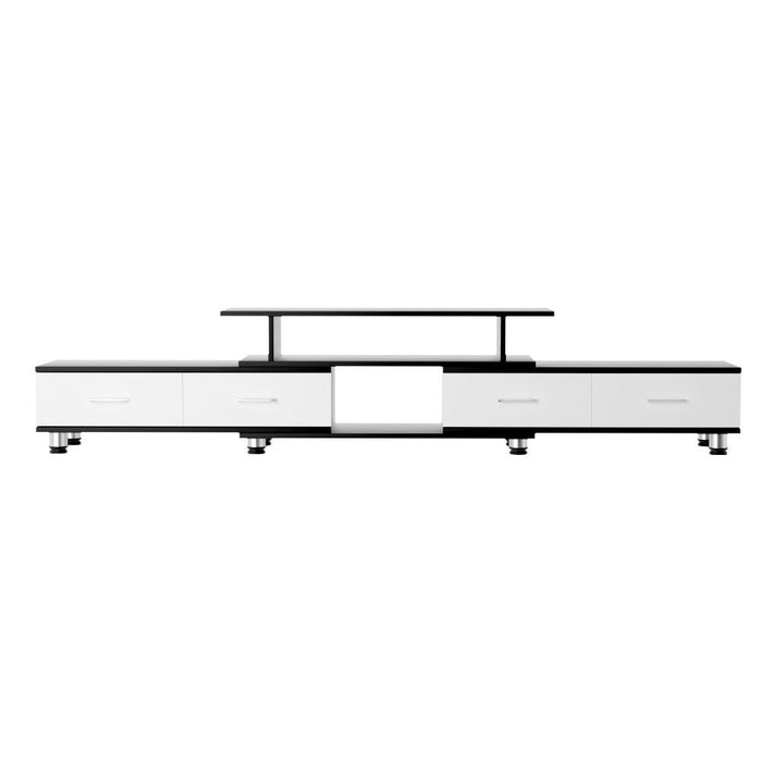 TV Cabinet Entertainment Unit Stand Wooden 160CM To 220CM Storage Drawers Black White -Home Living Store - -