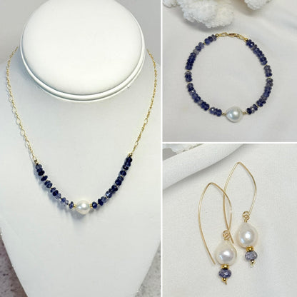 Twilight earrings - Freshwater x iolite