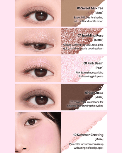TWINKLE POP by CLIO Pearl Gradation Allover Palette #For, Pink Season