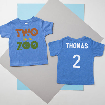 "Two is a Zoo" 2nd Birthday Personalized T-shirt