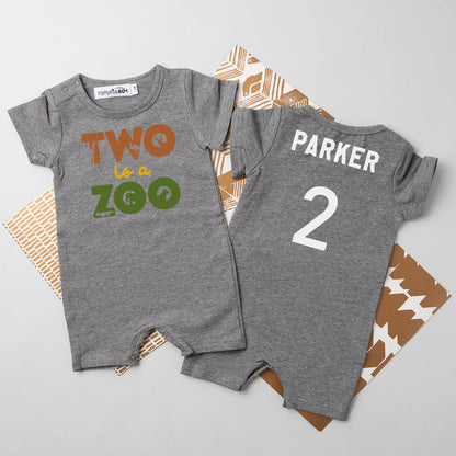 "Two is a Zoo" Personalized 2nd Birthday Shorts Romper