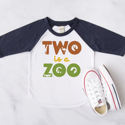 "Two is a Zoo" Second Birthday Raglan