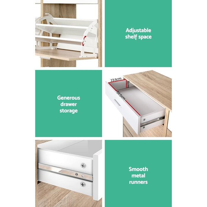 Two Tier Shoe Cabinet - Wood-Home Living Store-
