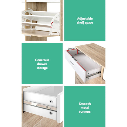 Two Tier Shoe Cabinet - Wood-Home Living Store-