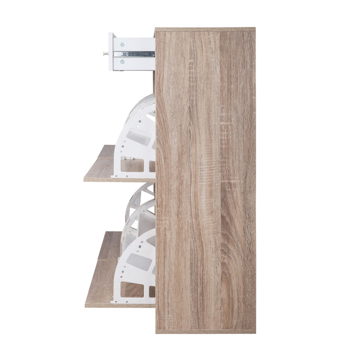Two Tier Shoe Cabinet - Wood-Home Living Store-